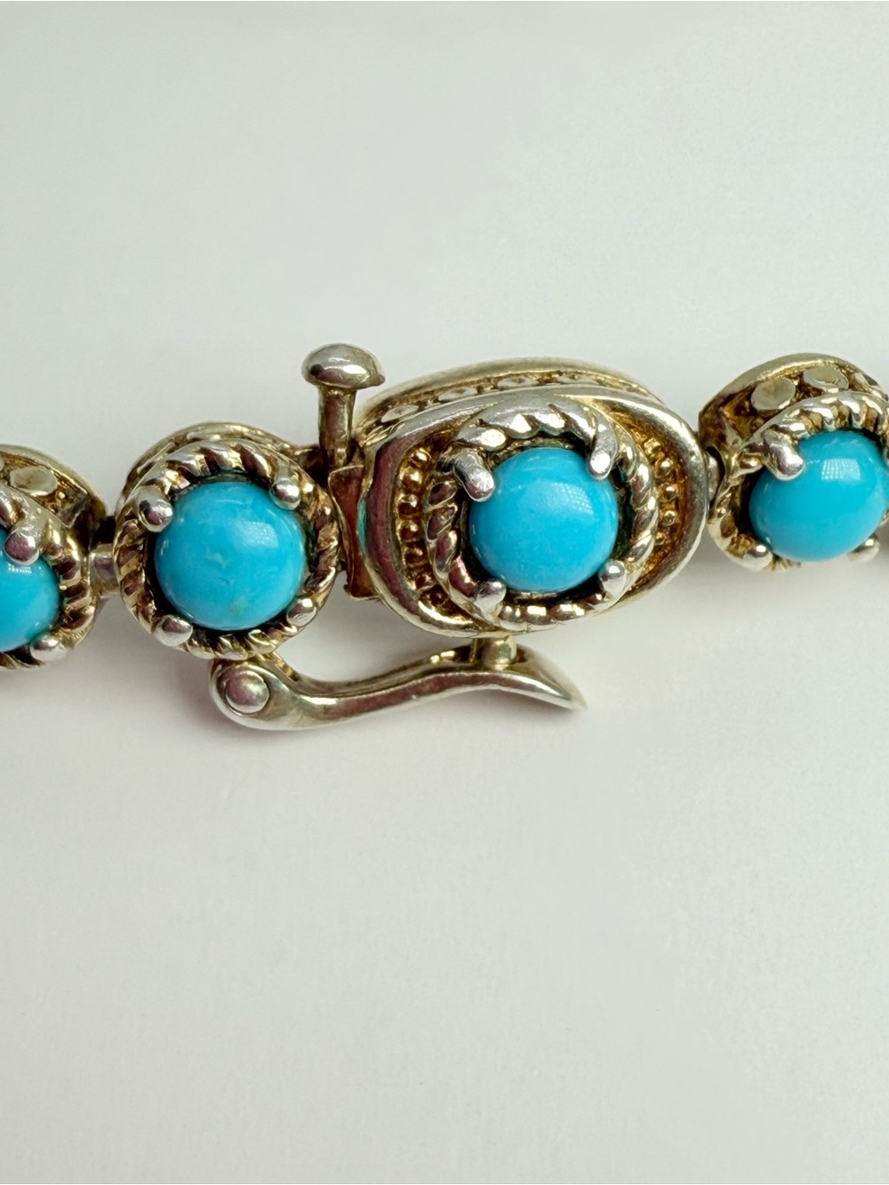 Stunning Vintage Turquoise Tennis Bracelet - Gold Over Sterling Silver! - Picture 3 of 8